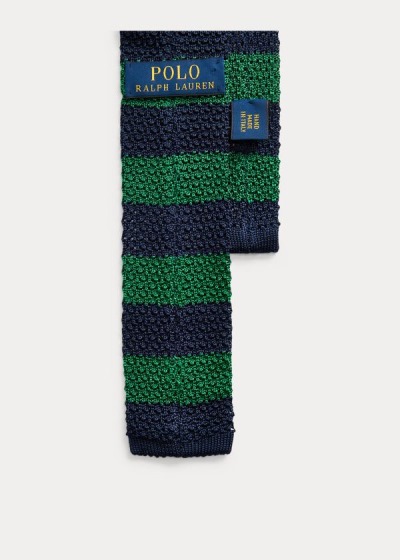 Corbatas Polo Ralph Lauren Hombre Azul Marino / Verdes - Striped Knit Silk - NTSOI8391